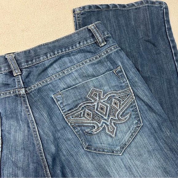 Avirex Jeans Men 36x32 Dark Wash Embroidered Y2K Style Baggy Vtg 2000s 36x30 Act - Picture 9 of 10